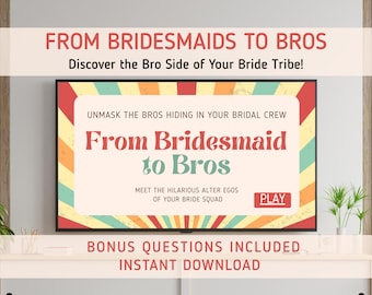 Gender-Swap Bachelorette Game: Editable Bridal Party Bridesmaid to Bro Game, Editable Canva Party Game, Fun Bridal Shower Trivia, Hen Party