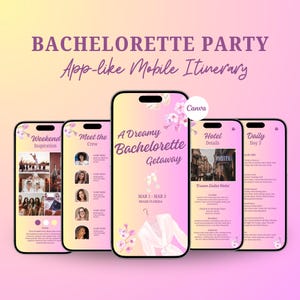 Bachelorette Itinerary Template For Mobile, Weekend Itinerary, Digital Invitation, Bachelorette Weekend, Itinerary Planner Template, Canva