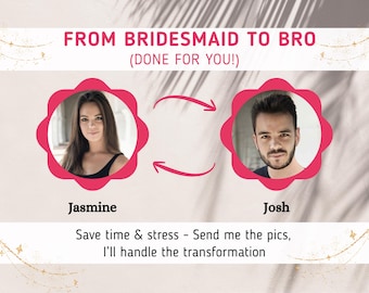 From Bridesmaids to Bros Photo Swap | Custom Gender Swap Bachelorette Game Add-On | Funny Editable Hen Party Template Personalization