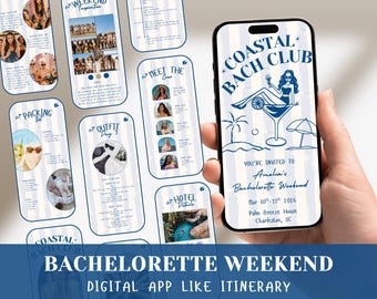 Coastal Bachelorette Party Itinerary Template  Travel Itinerary Girls Trip Digital Download, Digital Invitation, Hens Party Itinerary, Canva
