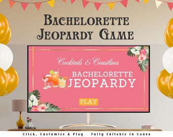Bachelorette Jeopardy Party Game, Bachelorette Trivia Game, Hen Do Party Game, Editable Bridal Shower Games Canva Powerpoint