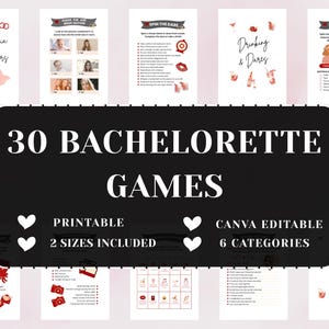 Bachelorette Party Games Printable Bundle for Hen Party Editable Minimalist Red Bachelorette Games for Adults Hen Do Fun Bridal Shower Games