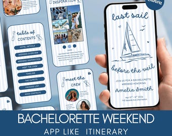 Bachelorette Itinerary Template, Last Sail Before the Veil, Bridal Shower Planner, Editable Bach Weekend Mobile Itinerary, Hen Party, Canva