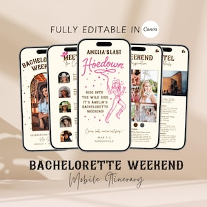 Last Rodeo Bachelorette Itinerary Template For Mobile, Digital Invitation, Weekend Itinerary, Nash Bash Bachelorette Weekend Invite