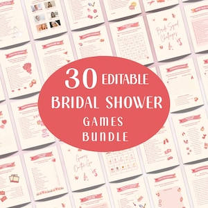 Bridal Shower Games Bundle, Modern Minimalist Bachelorette Party Games, Printable Bridal Shower Table Signs, Editable Canva Template