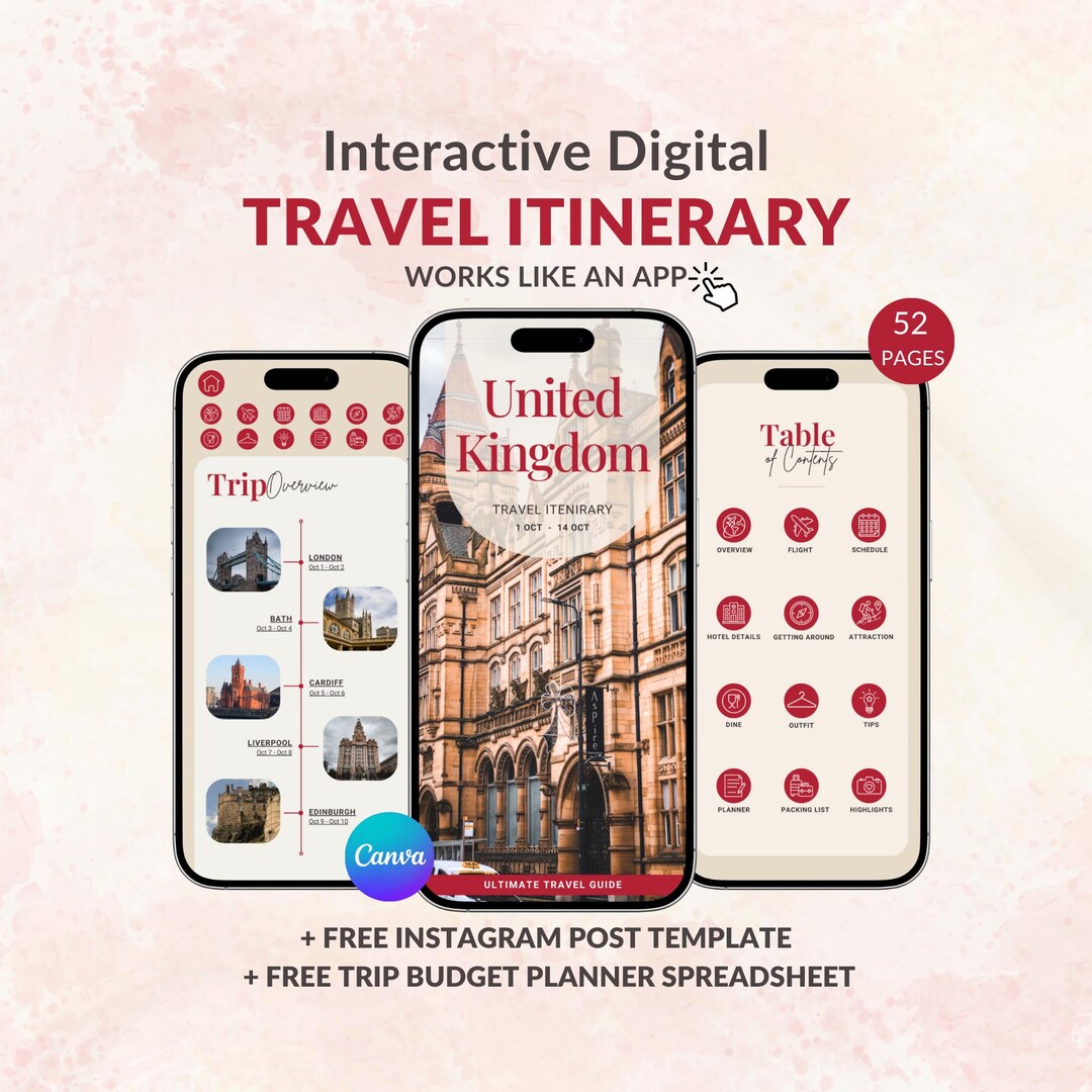 Editable Travel Itinerary Template | Trip Itinerary | Printable Travel ...