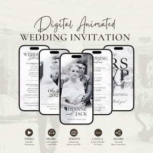 Animated Save The Date Video Invitation,  Digital Wedding Invitation Template, Minimalist Wedding Video Invitation, Editable Canva Template