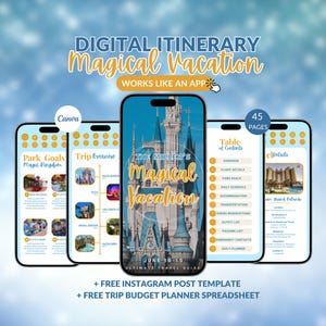 WDW Vacation Travel Digital Itinerary, Family Travel, Travel Agent Agency, Trip Itinerary, WDW Mobile Itinerary, Canva Travel Guide Proposal