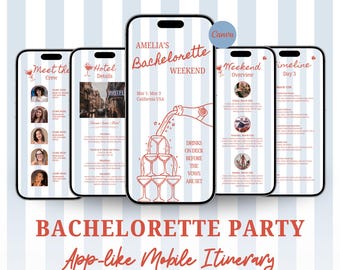 Bachelorette Itinerary Template For Mobile, Weekend Itinerary, Digital Invitation, Bachelorette Weekend, Itinerary Planner, Hen Party Guide