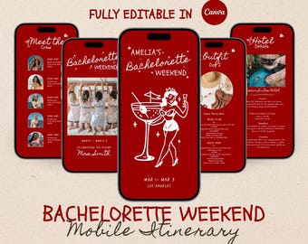 Last Toast Bachelorette Itinerary Template for Mobile, Digital Itinerary, Weekend Itinerary, Canva Digital Invitation, Hens Party Itinerary