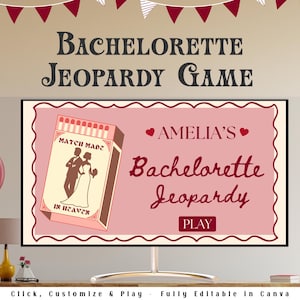 Retro Bachelorette Party Jeopardy Game I Editable Canva Presentation | Bachelorette Trivia Game | Margs & Matrimony | Bikinis and Martinis