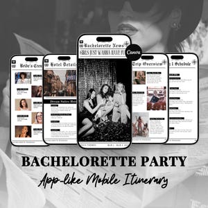 Bachelorette Itinerary Template For Mobile, Weekend Itinerary, Digital Invitation, Bachelorette Weekend, Itinerary Planner Template, Canva