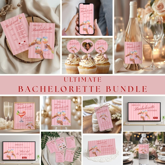 Bachelorette Party Bundle Template, Editable Printable 
