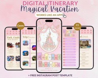 WDW Vacation Travel Digital Itinerary, Family Travel, Travel Agent Agency, Trip Itinerary, WDW Mobile Itinerary, Canva Travel Guide Proposal