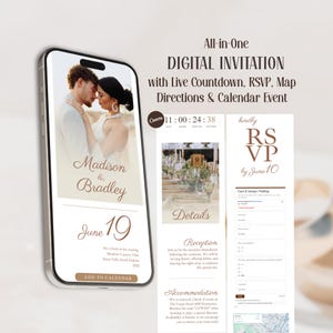 WEB Invitation with Embedded Countdown Timer, Trackable RSVP and Map, Digital Wedding Announcement Canva Template, Website Invite