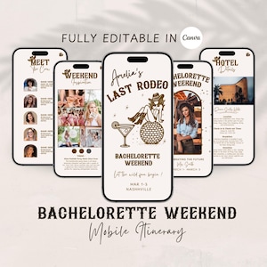 Last Rodeo Bachelorette Itinerary Template For Mobile, Digital Invitation, Weekend Itinerary, Nash Bash Bachelorette Weekend Invite