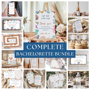 Coastal Bachelorette Party Bundle | Last Toast on the Coast | Editable Canva Templates, Printable Games, Invitations & Signs