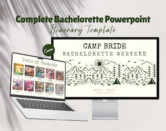 Camp Bachelorette PowerPoint Itinerary Template, Canva Presentation, Hen Party Planner, Digital Bridal Shower Weekend Guide