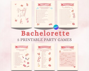 Pink Bachelorette Games, 5 Editable Bridal Shower Games, Pink Modern Bachelorette, Hen Party Games, Template, Printable Bachelorette Game
