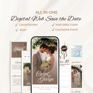 WEB Invitation with Embedded Countdown Timer, Trackable RSVP and Map, Digital Wedding Announcement Canva Template, Website Invite