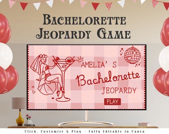 Bachelorette Jeopardy Party Game, Bachelorette Trivia Game, Hen Do Party Game, Editable Bridal Shower Games Canva Powerpoint