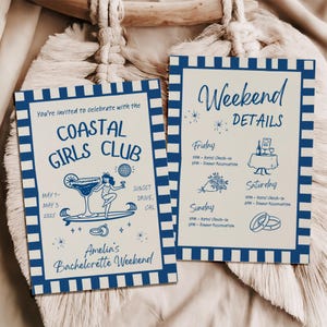 Coastal Bachelorette Invitation and Itinerary Template, Last Toast on the Coast, Coastal Grandma, Beach Bachelorette, Canva Template, Hen do