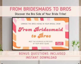 Gender-Swap Bachelorette Game: Editable Bridal Party Bridesmaid to Bro Game, Editable Canva Party Game, Fun Bridal Shower Trivia, Hen Party