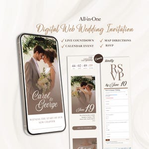 WEB Invitation with Embedded Countdown Timer, Trackable RSVP and Map, Digital Wedding Announcement Canva Template, Website Invite