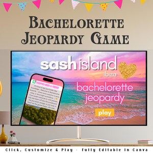 Island Bachelorette Party Jeopardy Game | Editable Canva Presentation |  Bachelorette Trivia Game | Margs & Matrimony  Bikinis and Martinis
