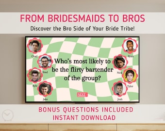 Gender-Swap Bachelorette Game: Editable Bridal Party Bridesmaid to Bro Game, Editable Canva Party Game, Fun Bridal Shower Trivia, Hen Party