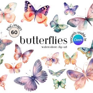 Butterfly Clipart PNG, Watercolour Butterflies Clipart, Butterfly Bundle, Butterfly Illustrations, Instant Download, Digital Download