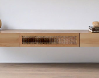 Floating Rattan Tv Stand, Rattan Media Console