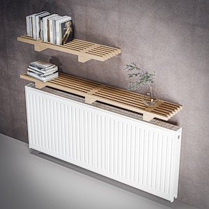 Custom Floating Radiator Cover Shelf: Solid Wood, Wall Mounted