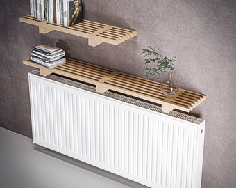 Floating Radiator Cover Shelf, Custom Size Floating Wooden Shelf, Customizable Wooden Cover Surface for Heater, Wall Mounted Radiator Cover
