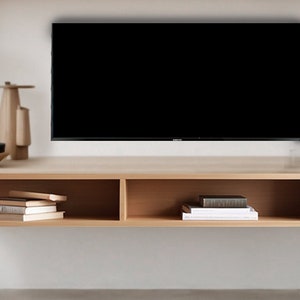 Massivholz Floating TV Stand nach Mass: Hartholz Media Konsole