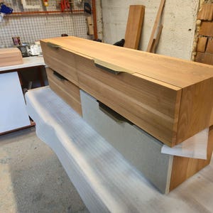 Floating Wooden TV Stand: Beech & Hornbeam Media Console image 5