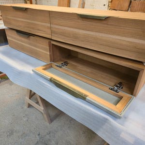 Floating Wooden TV Stand: Beech & Hornbeam Media Console image 6