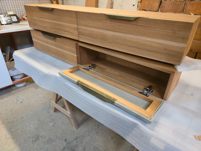 Floating Wooden TV Stand: Beech & Hornbeam Media Console image 6