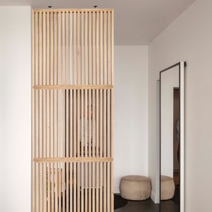 Customizable Beech Wood Room Divider: Handcrafted Partition Screen
