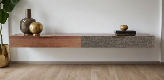 Floating Wooden TV Stand: Beech & Hornbeam Media Console