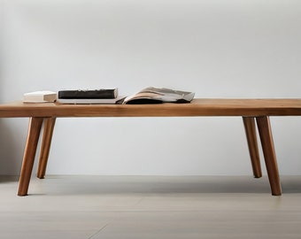 Handmade Solid Wood Coffee Table, Mid-Century Modern Beech & Hornbeam