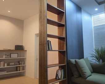 Customizable Divider Bookshelf(10"Depth-25cm) – Solid Wood Divider Storage Unit, Room Partition with Shelves