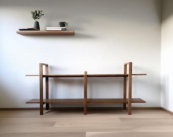Handmade Japandi Solid Wood Media Console – Mid-century TV Stand