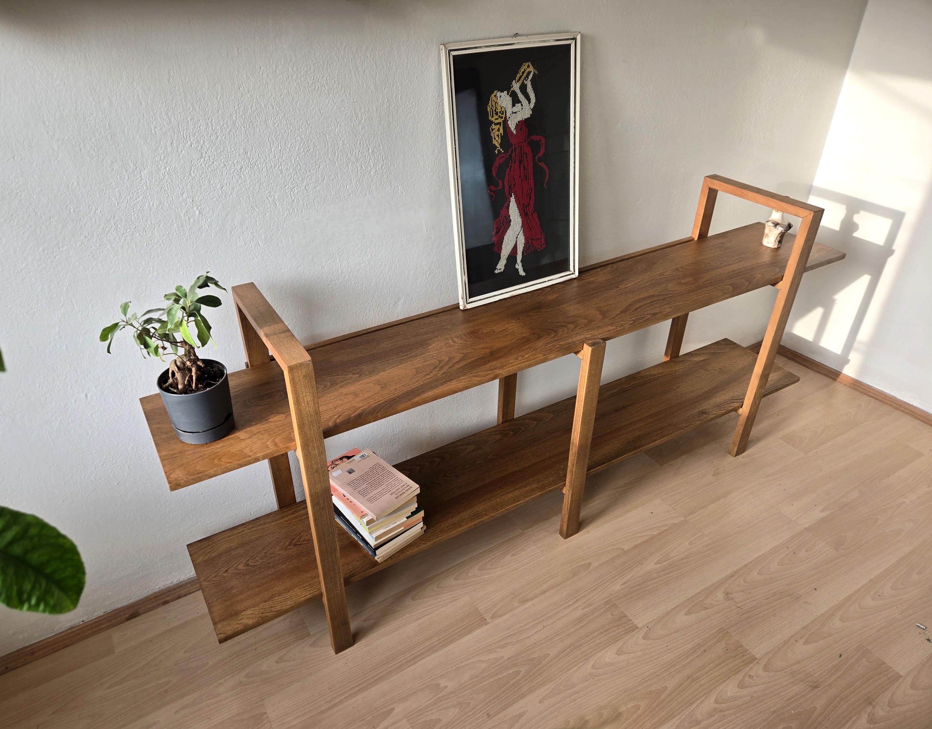 Handmade Japandi Solid Wood Media Console – Mid-century TV Stand