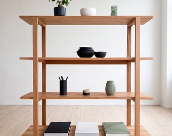 無垢材の本棚 - 手作りの堅木棚ユニット、カスタマイズ可能な収納