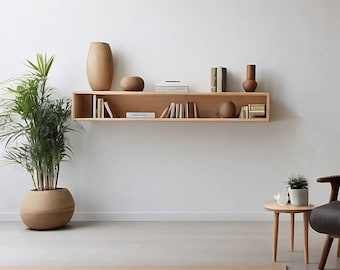 Floating Console Table, Solid Wood Entryway Table, Bedside Wooden Table, Wall Mounted Solid Wood Console