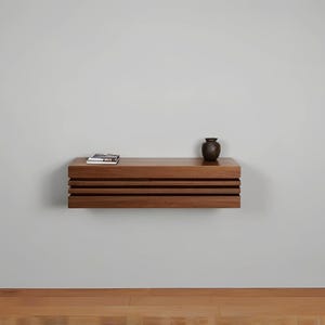 Solid Wood Floating Console: Modern Wall Mounted Media Unit