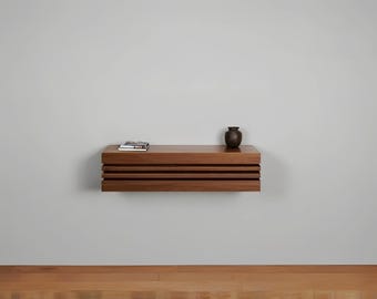 Handmade Solid Wood Floating Console, Modern Media Unit