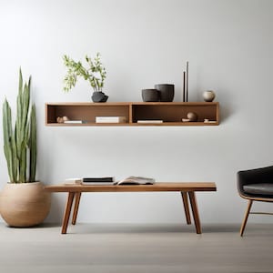 Customizable Solid Wood Floating Console Table: Beech & Hornbeam