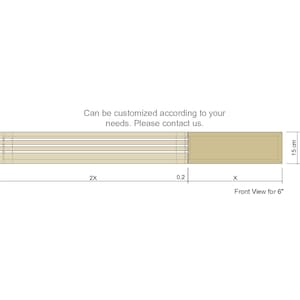 Peut inclure: Un objet rectangulaire beige avec des lignes parall&egrave;les, avec des mesures. Les dimensions sont indiqu&eacute;es comme 15 cm de haut. Le texte indique "Peut &ecirc;tre personnalis&eacute; selon vos besoins. Veuillez nous contacter."